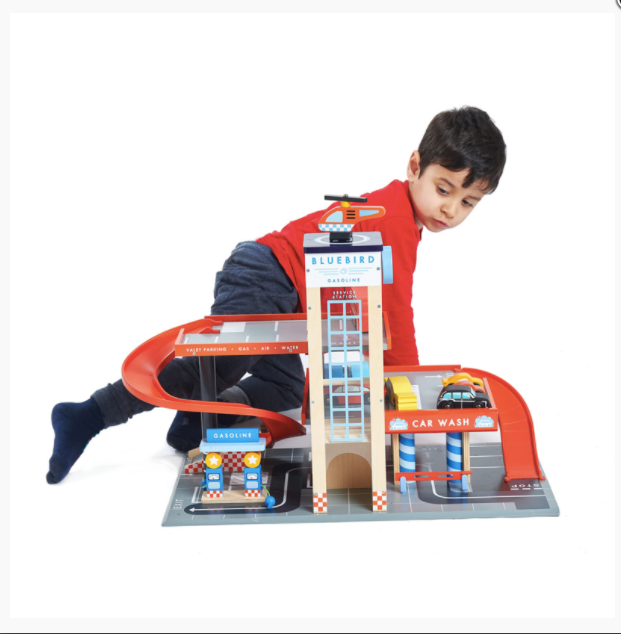 Tender Leaf Toys Wooden Blue Bird Service Station Play Set