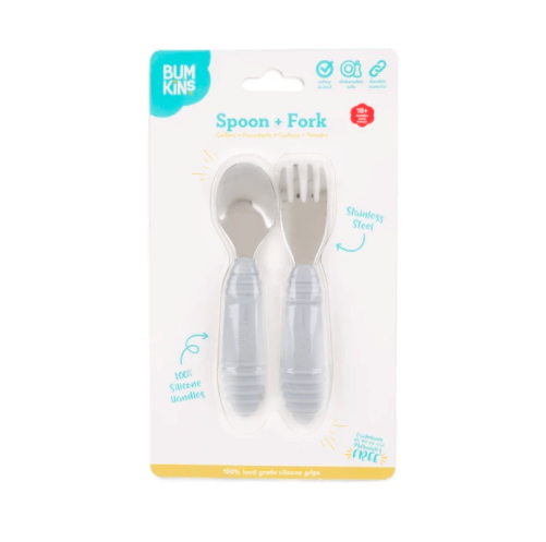 Bumkins Spoon and Fork - Grey
