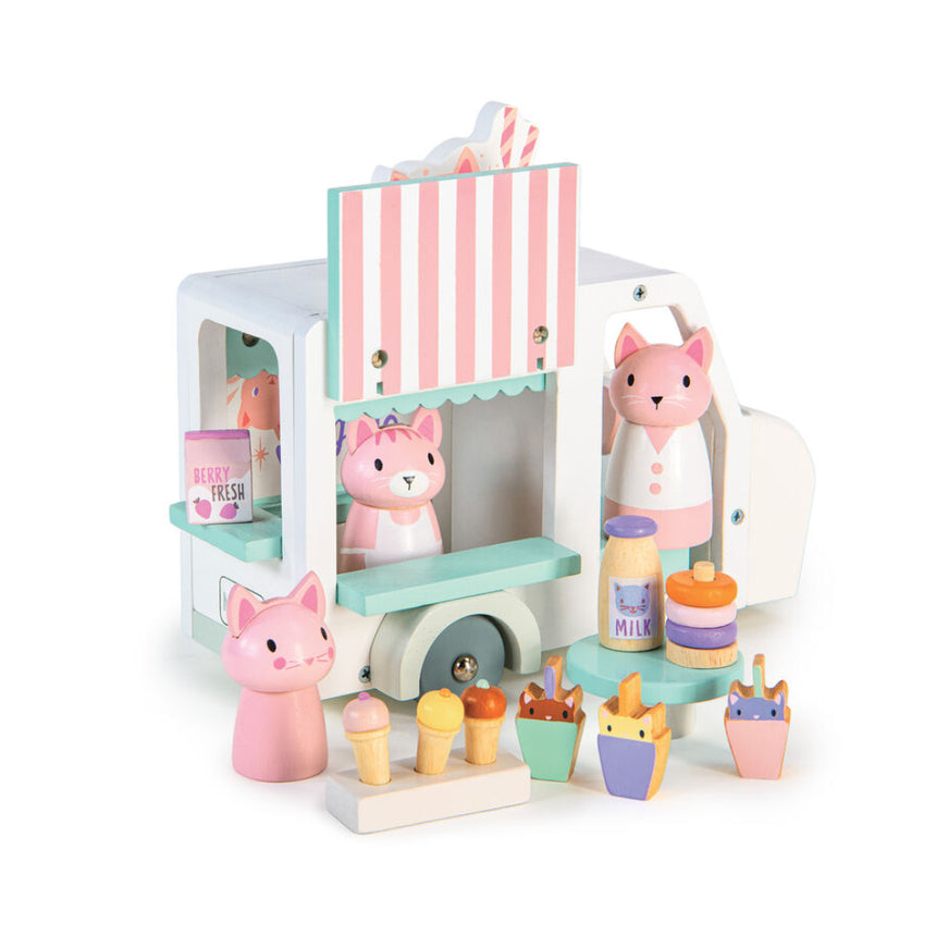 Tender Leaf Toys Wooden Kitty's Milkshake Van