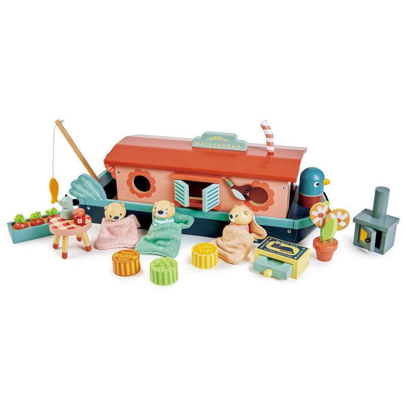 Tender Leaf Toys Wooden Little Otter Canal Boat Play Set