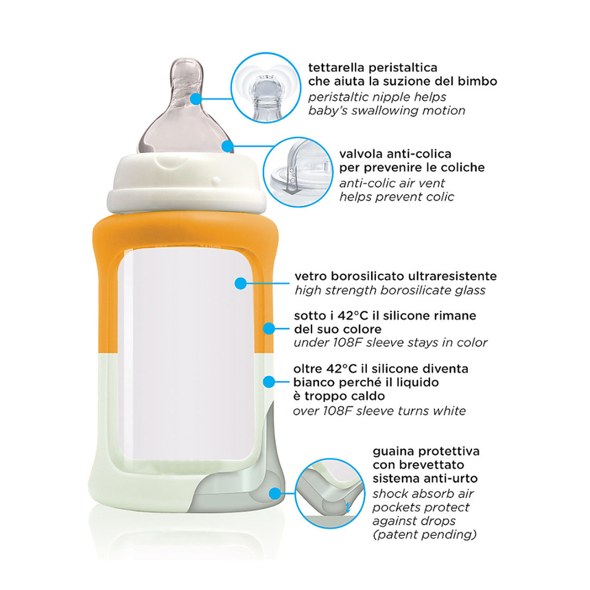 Cherub Baby Wideneck 240ml 1pk - Yellow