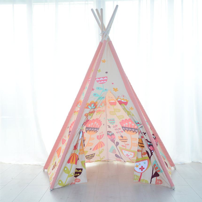 All 4 Kids Nora Large Pink Blooming Kids Teepee Tent