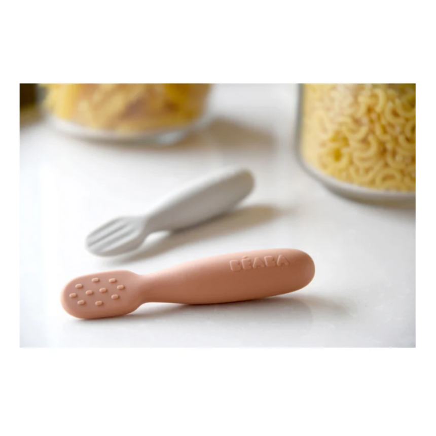 Beaba Silicone Pre-Spoons 2 Pack - Terracotta/Velvet Grey
