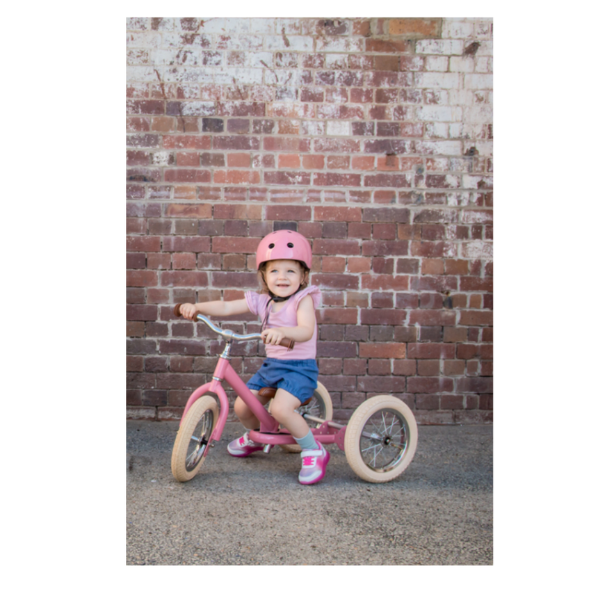 Trybike 2 in 1 Steel Balance Bike & Tricycle – Vintage Pink