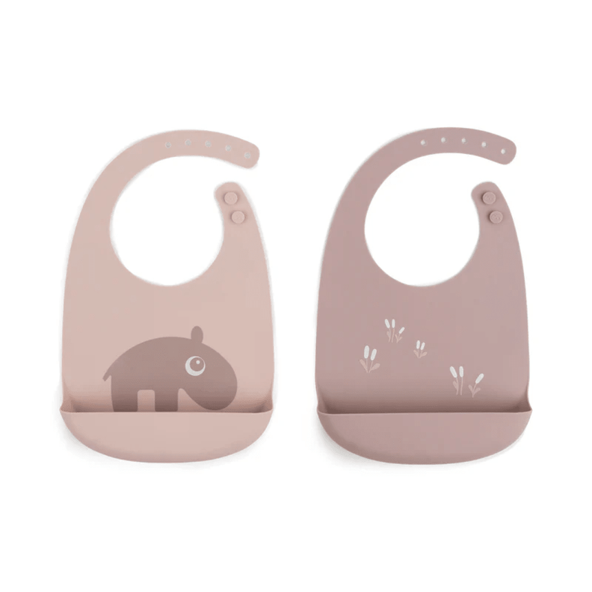 Done by Deer Silicone Bib 2 Pack- Powder