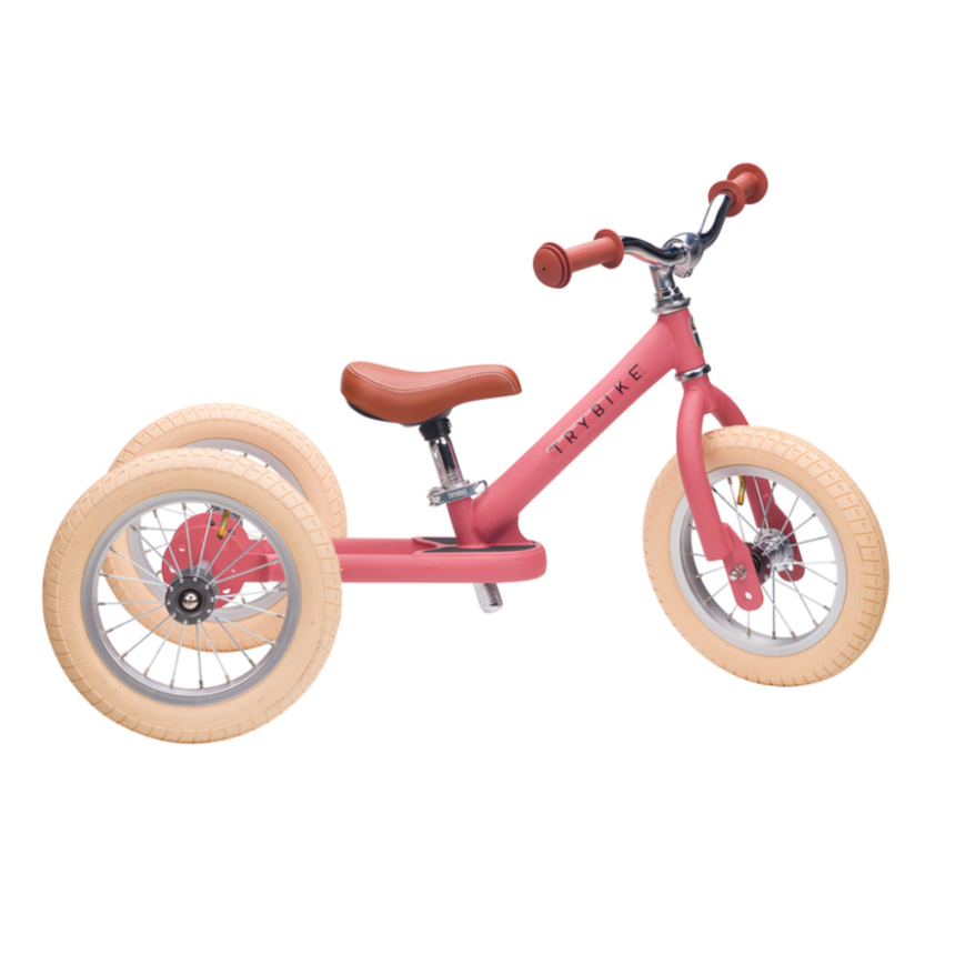 Trybike 2 in 1 Steel Balance Bike & Tricycle – Vintage Pink