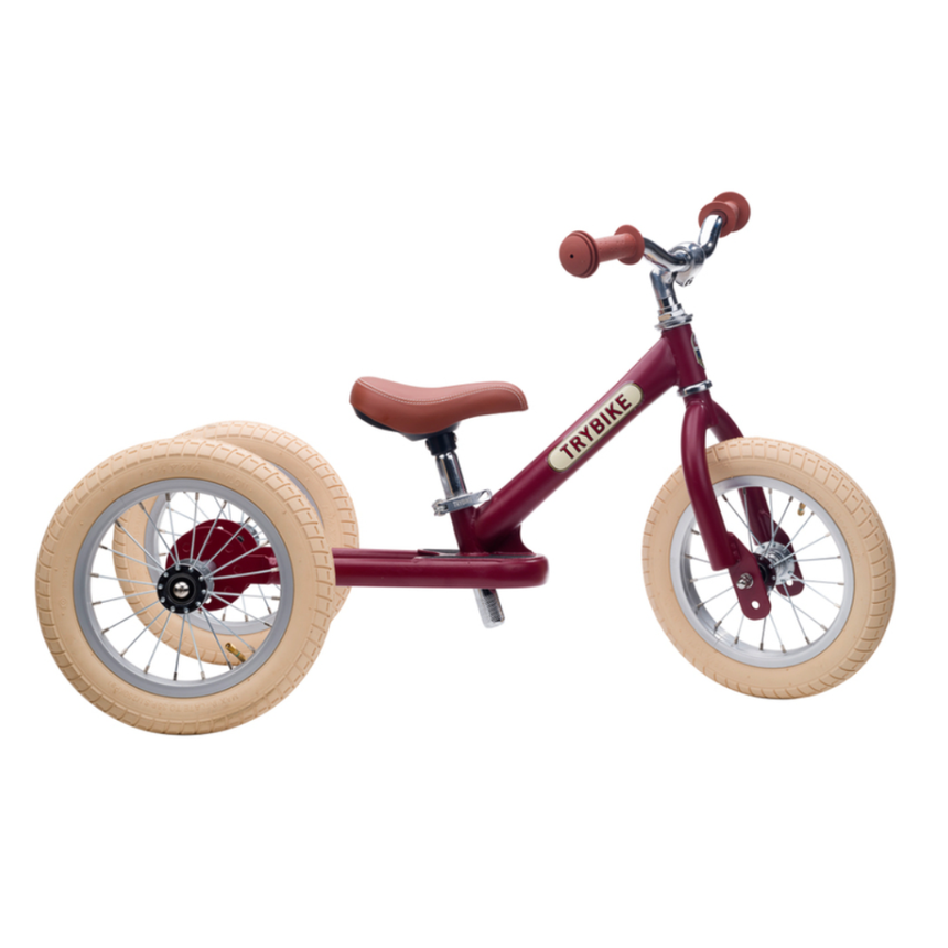 Trybike 2 in 1 Steel Balance Bike & Tricycle – Vintage Red