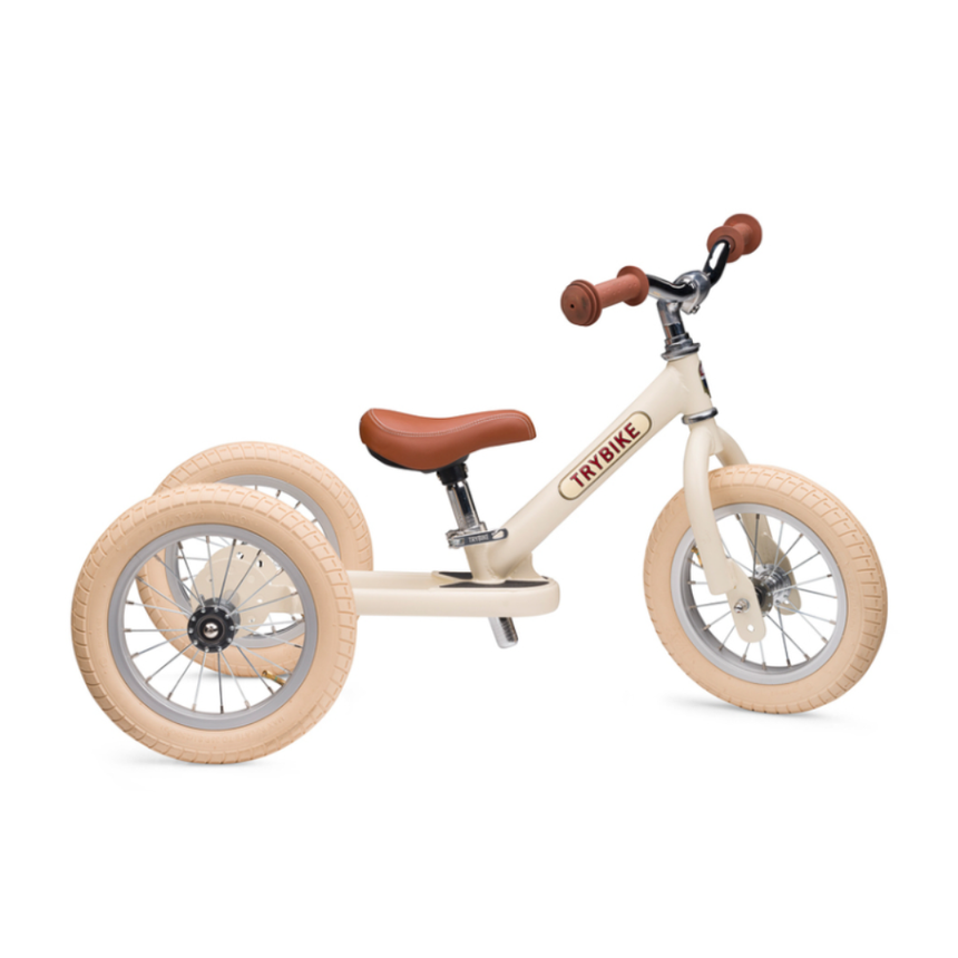 Trybike 2 in 1 Steel Balance Bike & Tricycle – Vintage Cream