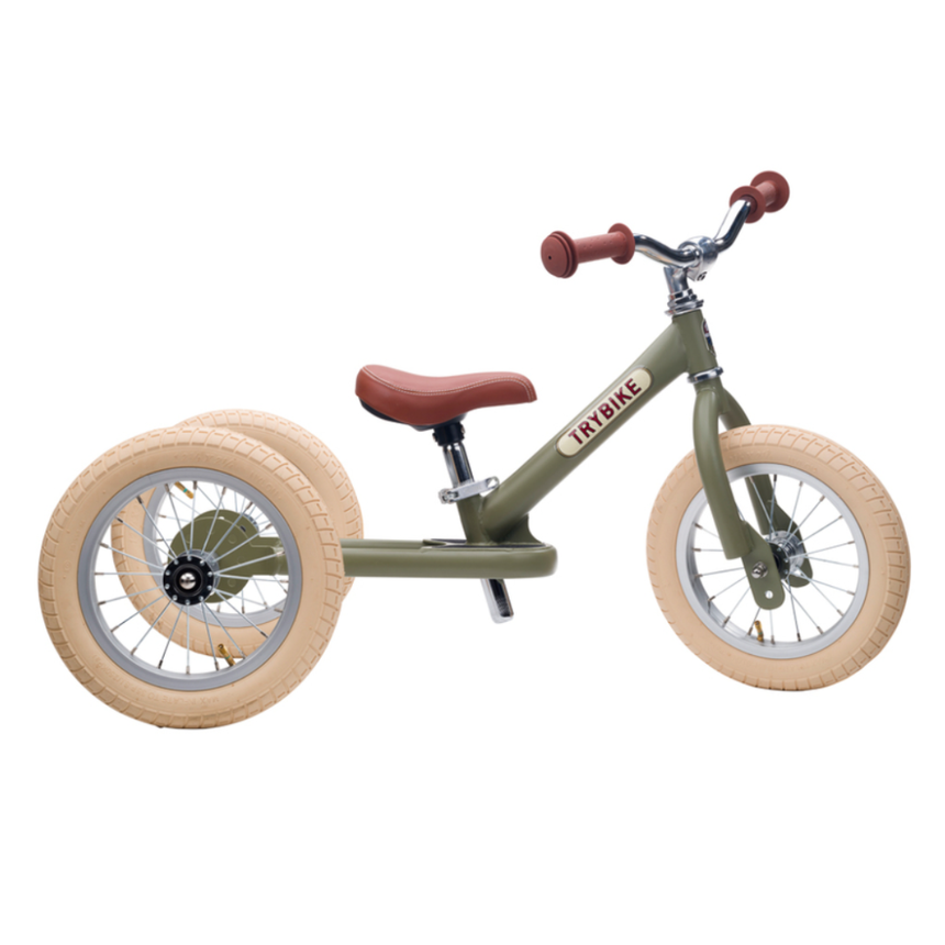 Trybike 2 in 1 Steel Balance Bike & Tricycle – Vintage Green