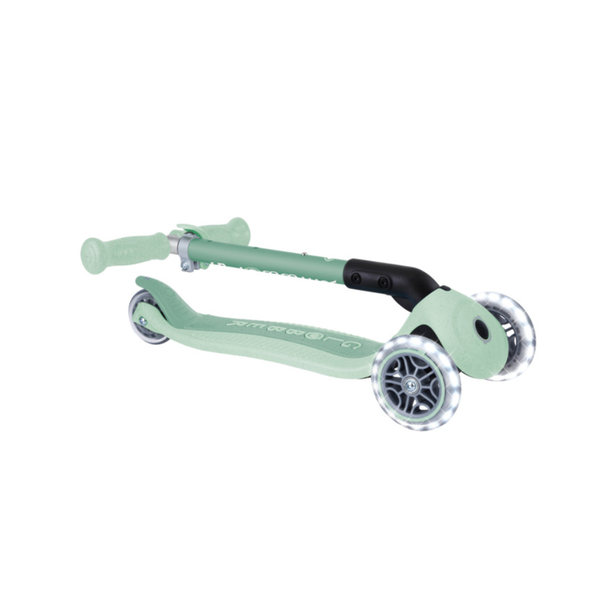 Globber ECOLOGIC JUNIOR Foldable Scooter with Lights - Pistachio