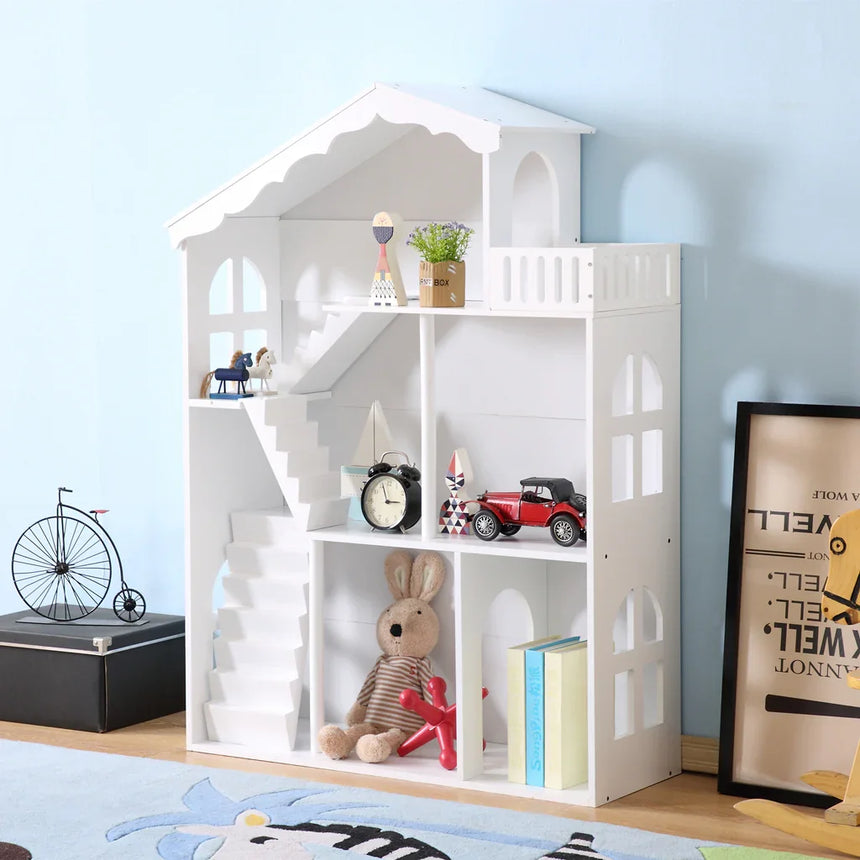 ALL 4 KIDS Ella White Dollhouse Bookcase Book Shelf Storage Unit