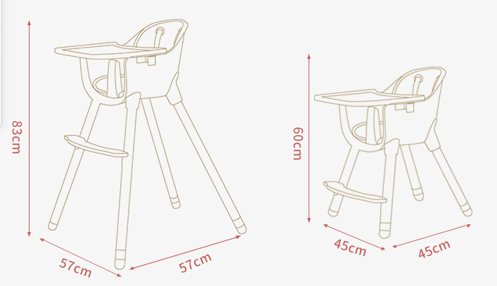 JOY BABY Amelia 2-in-1 Timber Highchair - Grey