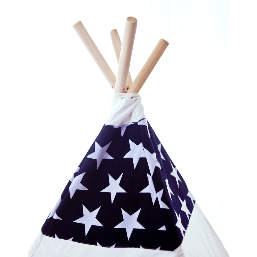 ALL 4 KIDS Liam Large Cotton Canvas Kids Blue Star Teepee Tent