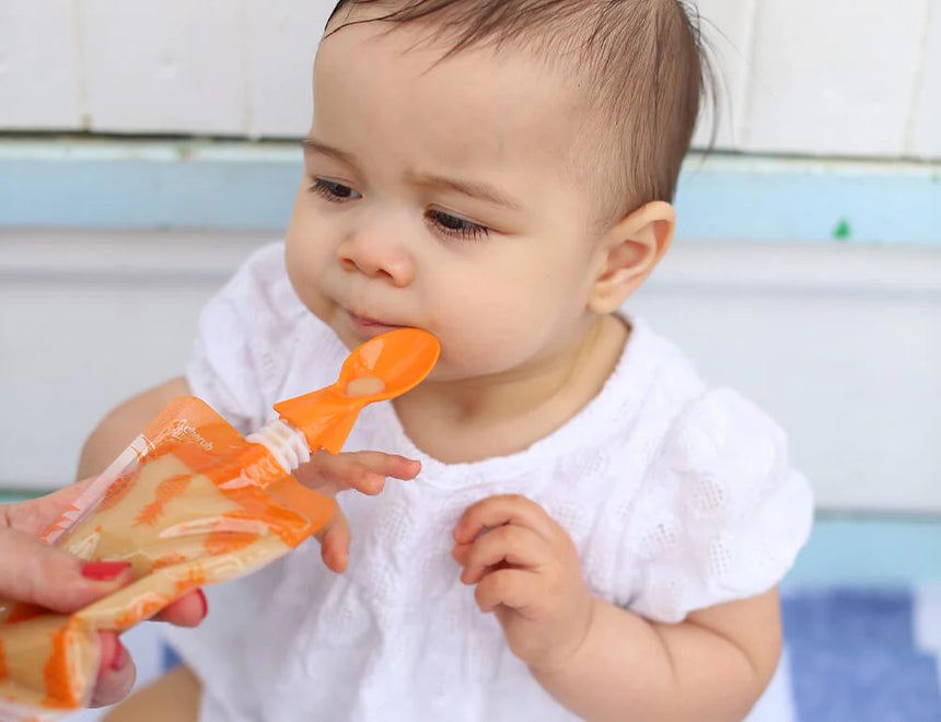 Cherub Baby Re-usable Food Storage Pouch Mini's 10PK Pink & Orange