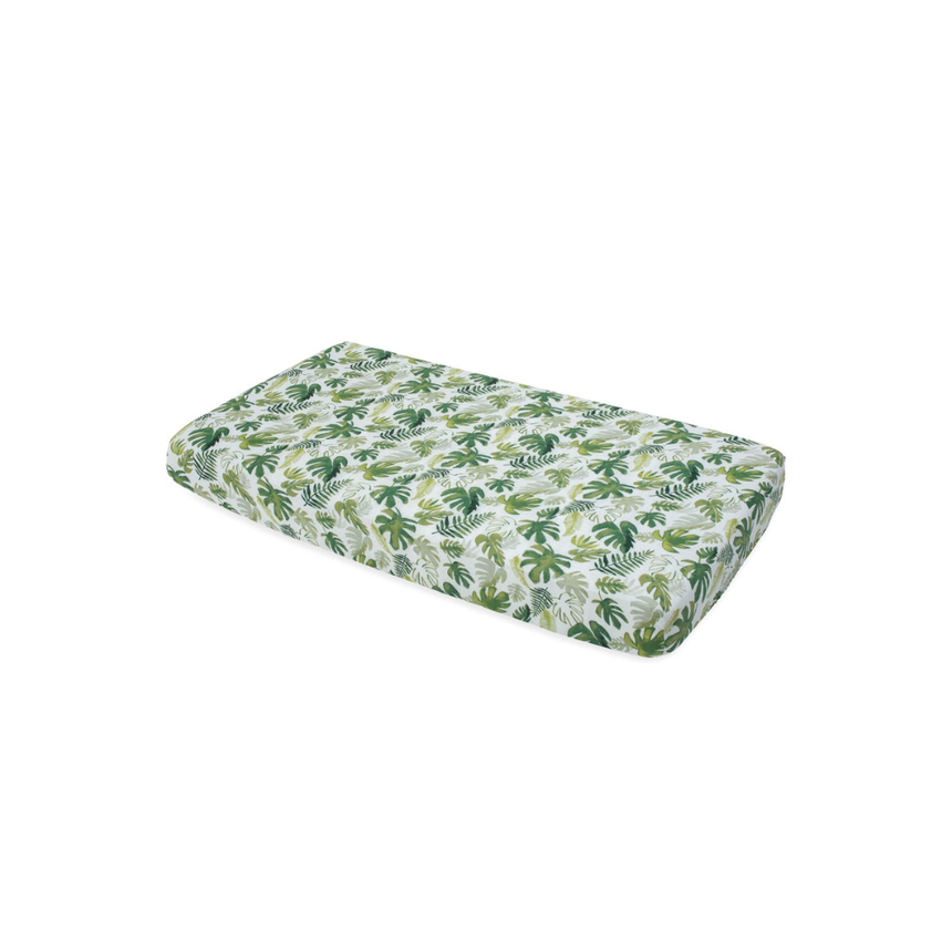 Little Unicorn Muslin Fitted Cot Sheet - Tropical Leaf