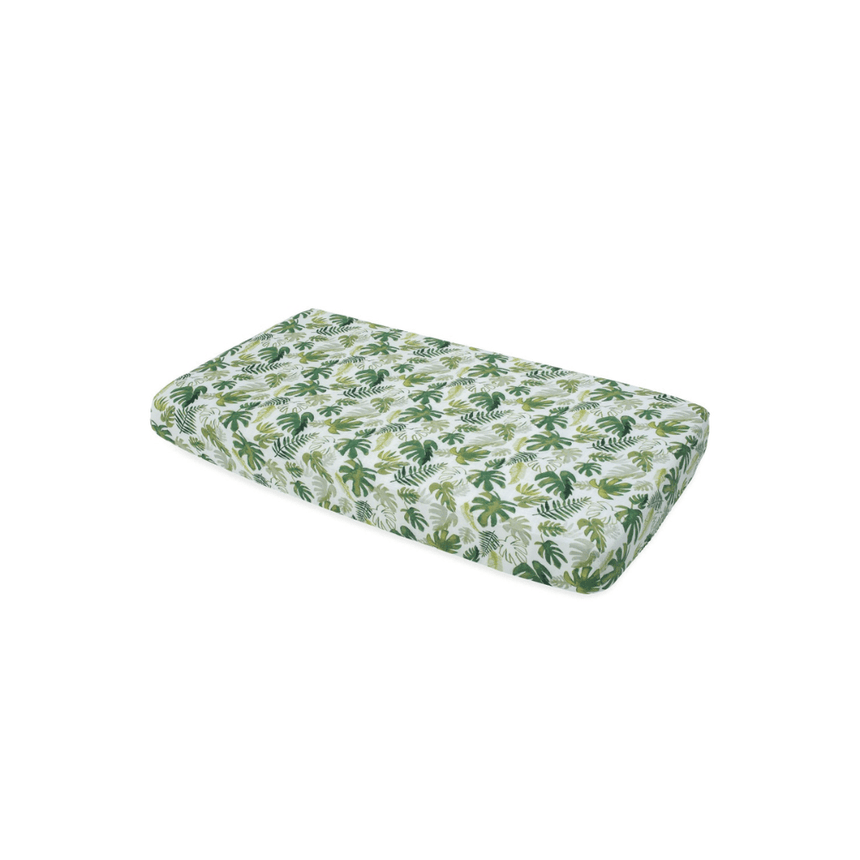 Little Unicorn Muslin Fitted Cot Sheet - Tropical Leaf