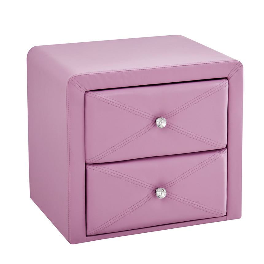 ALL 4 KIDS Brooklyn Heart PU Leather Single Upholstered Bed and Bedside Set- Pink