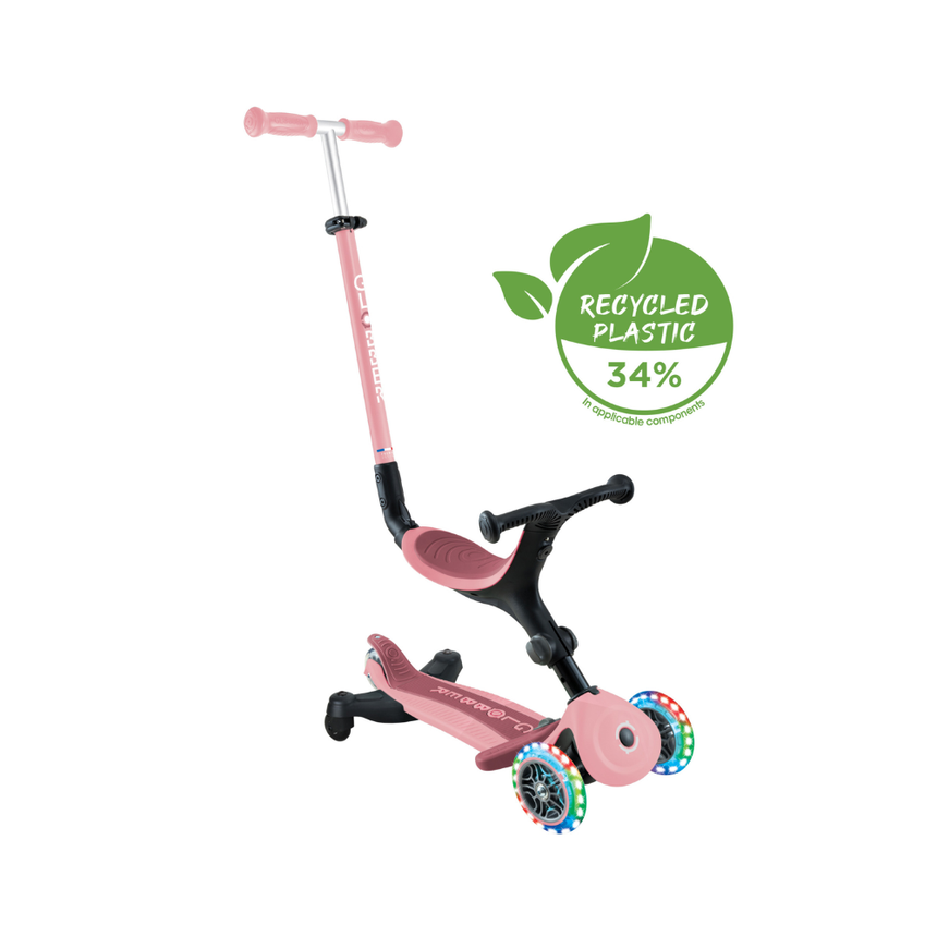 Globber Go Up Active Lights 360 Scooter - Pastel/Deep Pink
