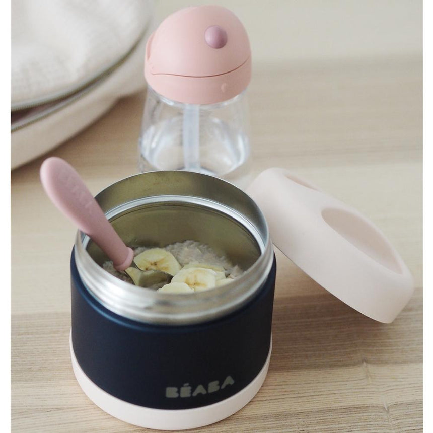 Beaba Stainless Steel Isothermal Portion 500ML - Light Pink/ Night Blue