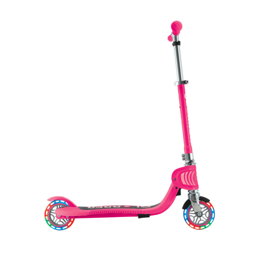 Globber FLOW FOLDABLE JUNIOR Scooter with lights - Pastel Pink/ Fuchsia