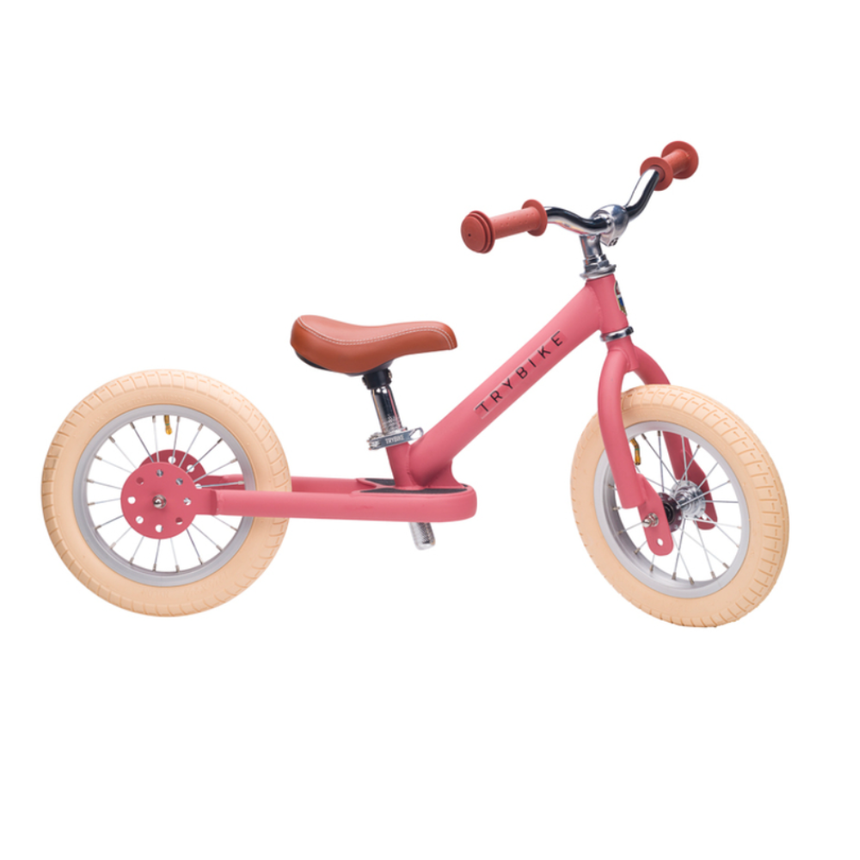 Trybike 2 in 1 Steel Balance Bike & Tricycle – Vintage Pink