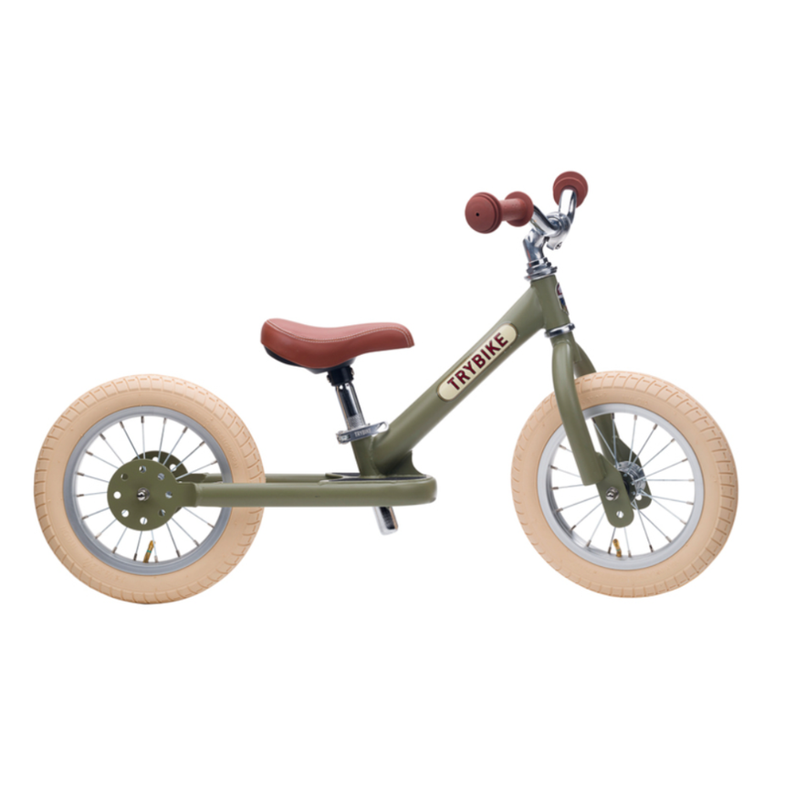 Trybike 2 in 1 Steel Balance Bike & Tricycle – Vintage Green
