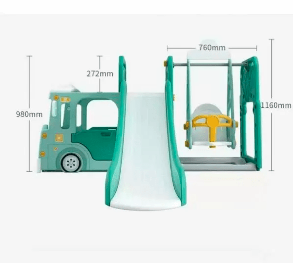 ALL 4 KIDS Lucas Baby Slider and Swing Play Center with Bus - Blue