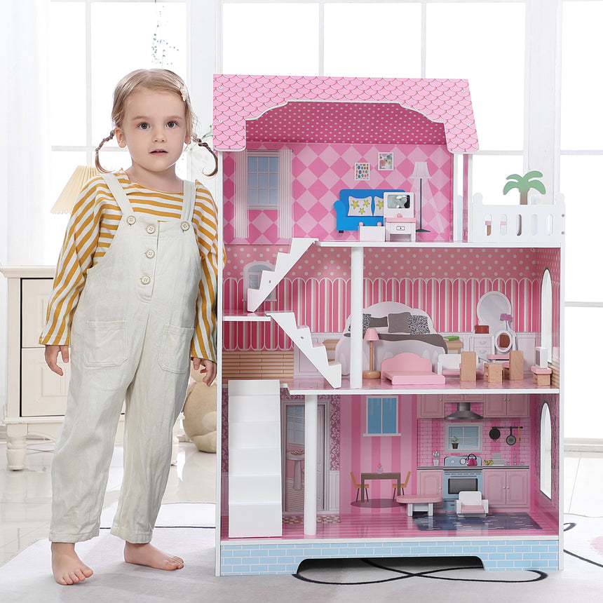 ALL 4 KIDS 3 Level Quinn Dollhouse with Furniture