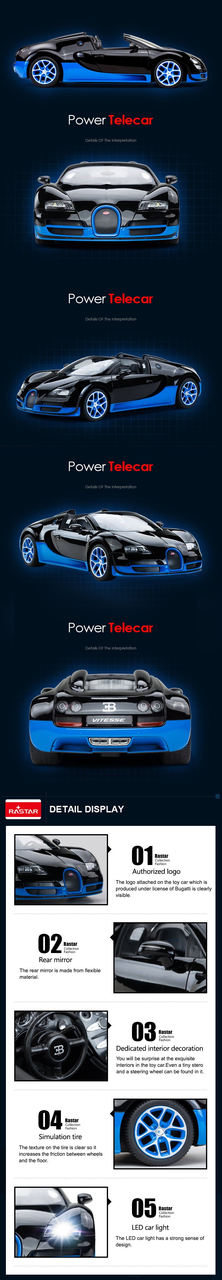 Rastar Licensed 1:14 Radio Control Car - Bugatti Veyron