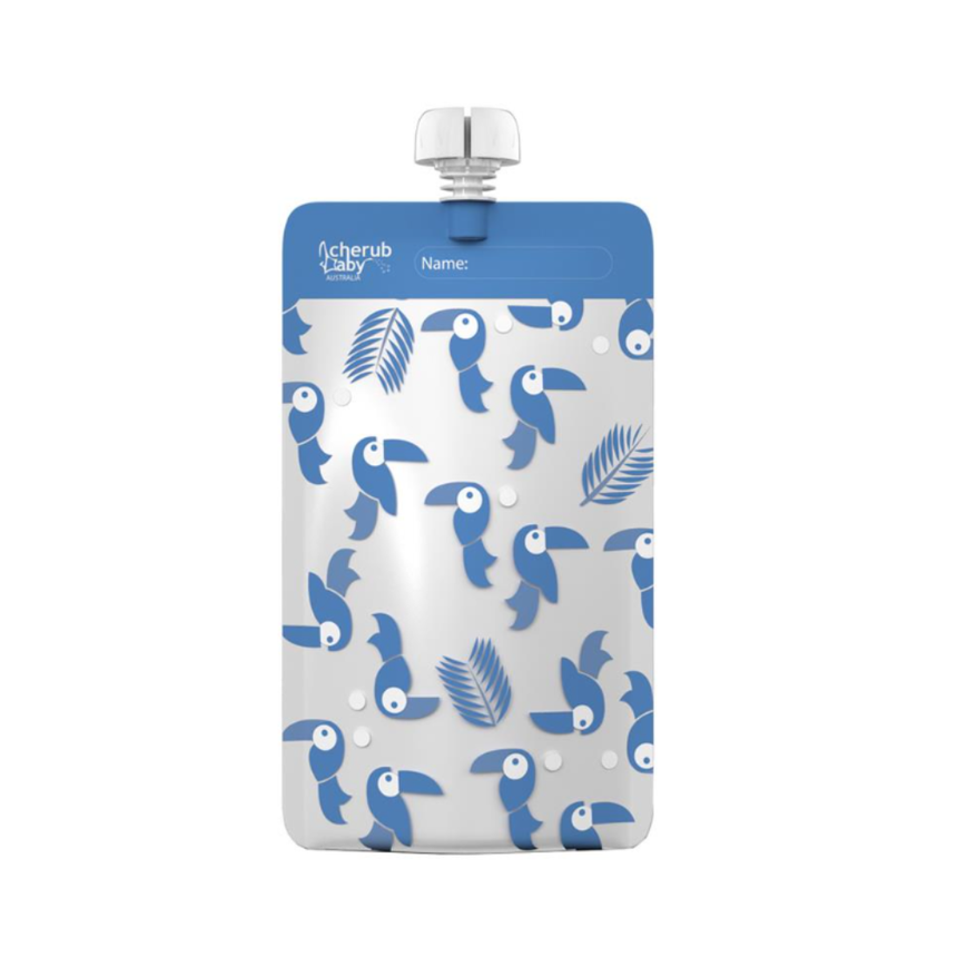 Cherub Baby Re-usable Food Storage Pouch Mini's 10PK Green & Blue