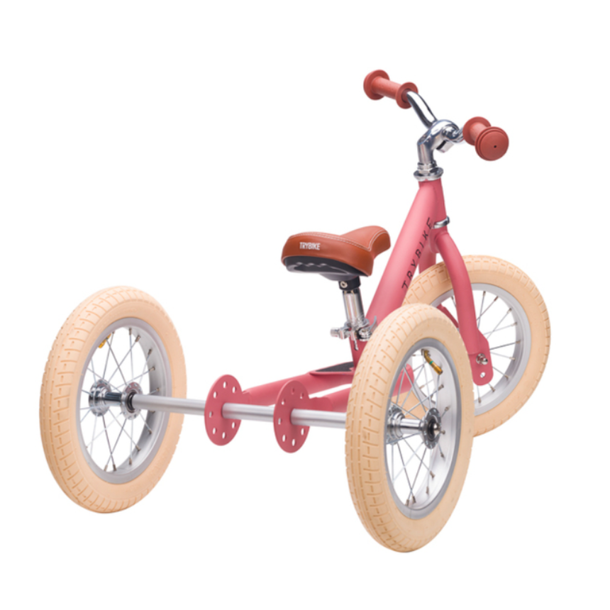 Trybike 2 in 1 Steel Balance Bike & Tricycle – Vintage Pink