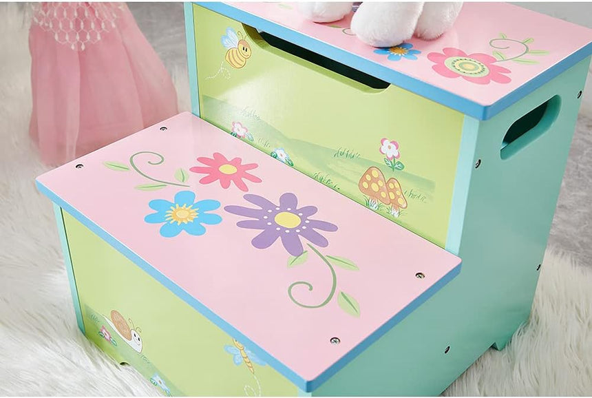 ALL 4 KIDS Girl Hand Painted Flower Step Stool