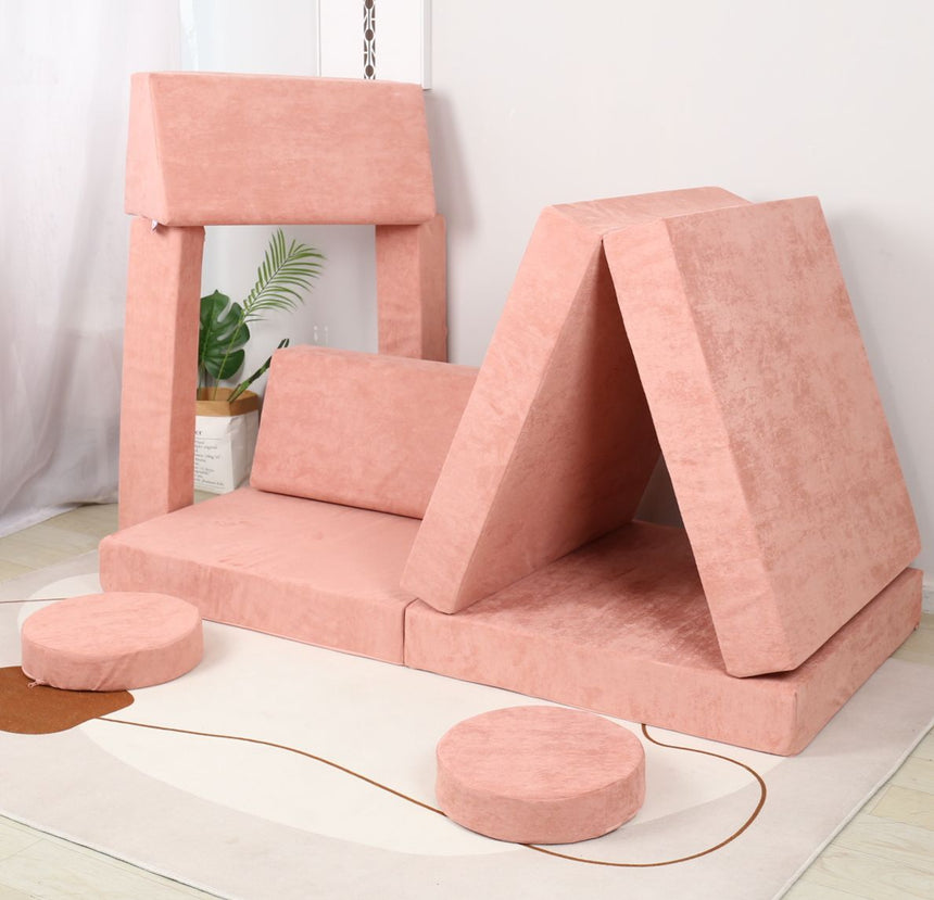 All 4 Kids Ethan 10 PCS Play Couch - Rose