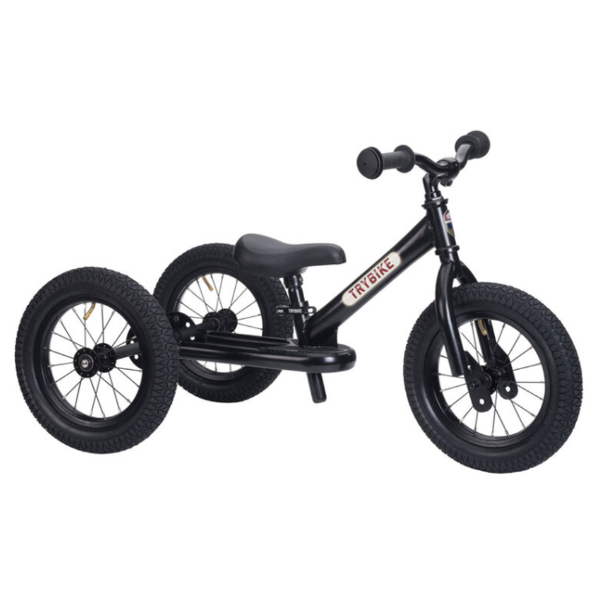 Trybike 2 in 1 Steel Balance Bike & Tricycle – Vintage Black