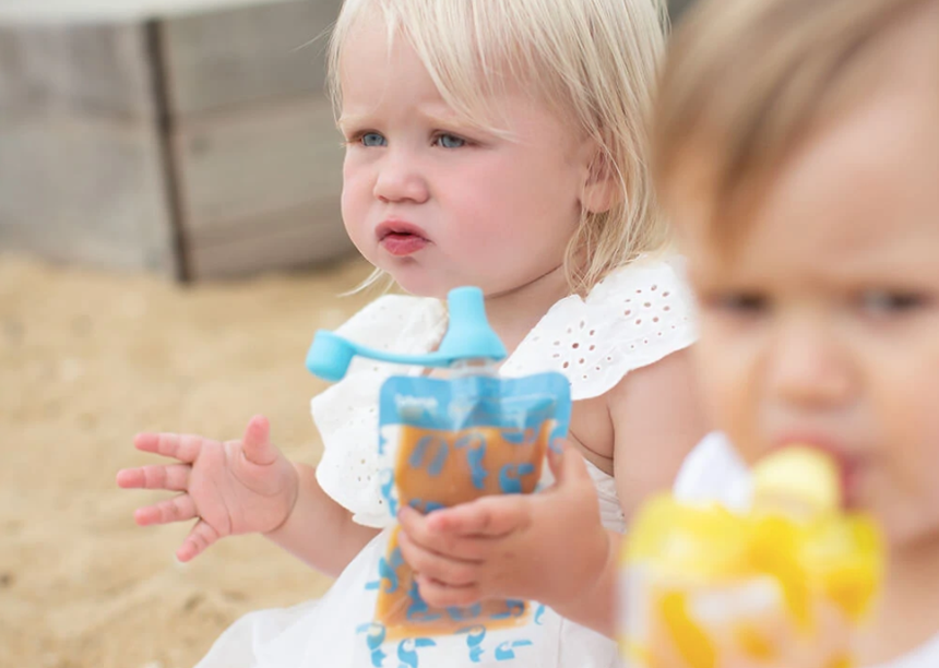 Cherub Baby Silicone Food Pouch Soft Spouts 2PK - Aqua/ Mint