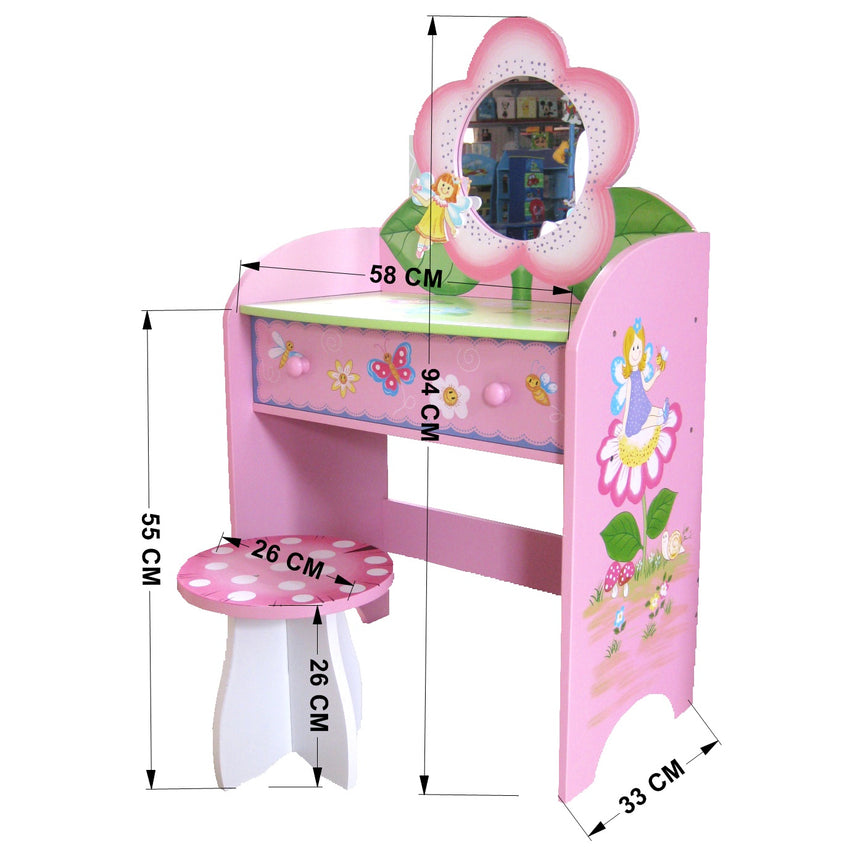 ALL 4 KIDS Olivia the Fairy Girl’s Dressing Table with Stool