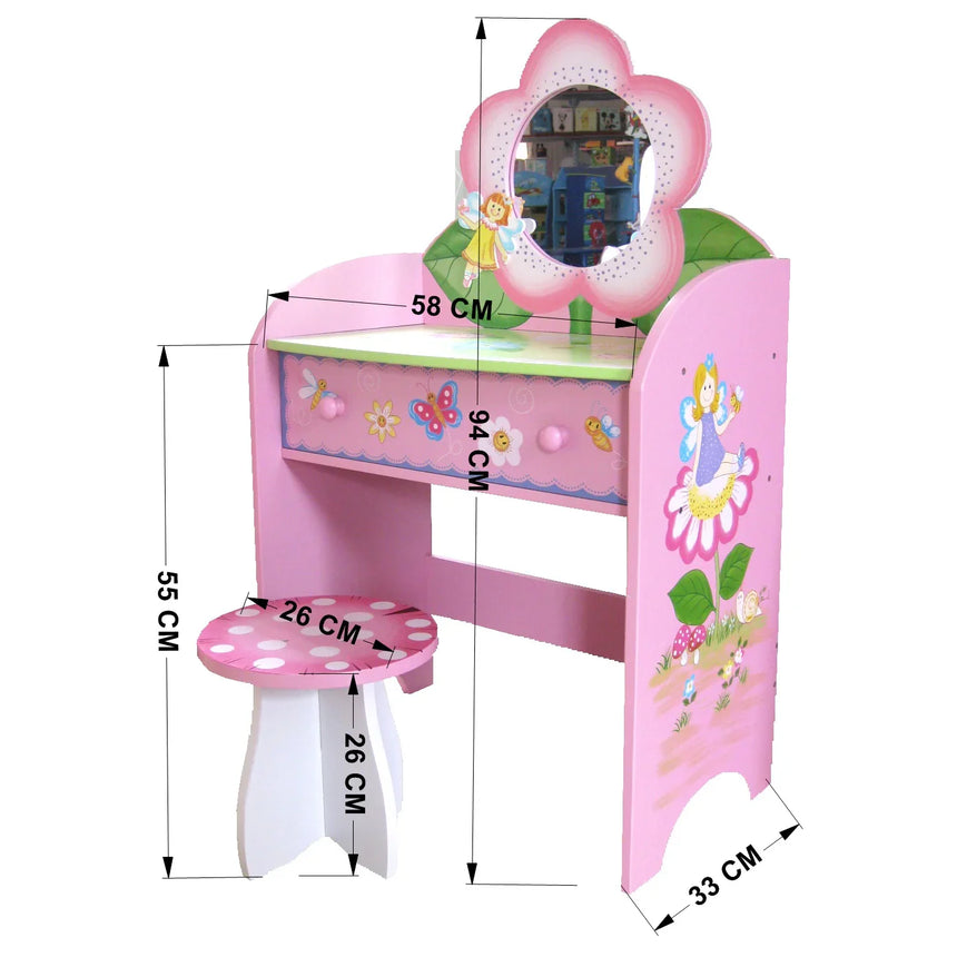 ALL 4 KIDS Olivia the Fairy Girl’s Dressing Table with Stool