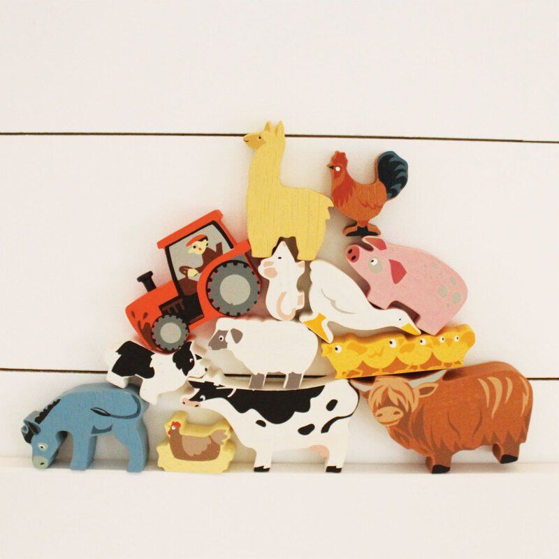 Tender Leaf Toys Wooden Farmyard Animals Display Shelf Set