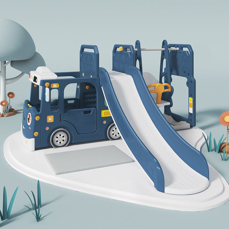 ALL 4 KIDS Lucas Baby Slider and Swing Play Center with Bus - Blue