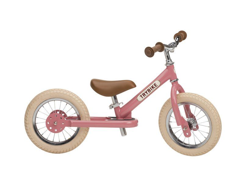 Trybike 2 in 1 Steel Balance Bike and Tricycle - Vintage Pink