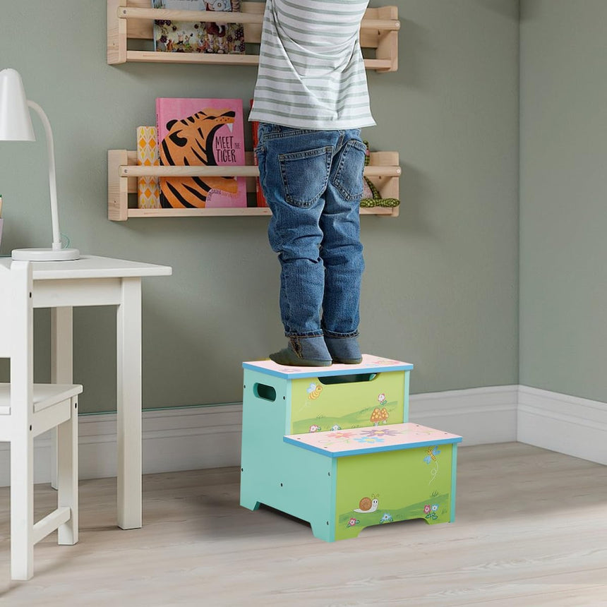ALL 4 KIDS Girl Hand Painted Flower Step Stool