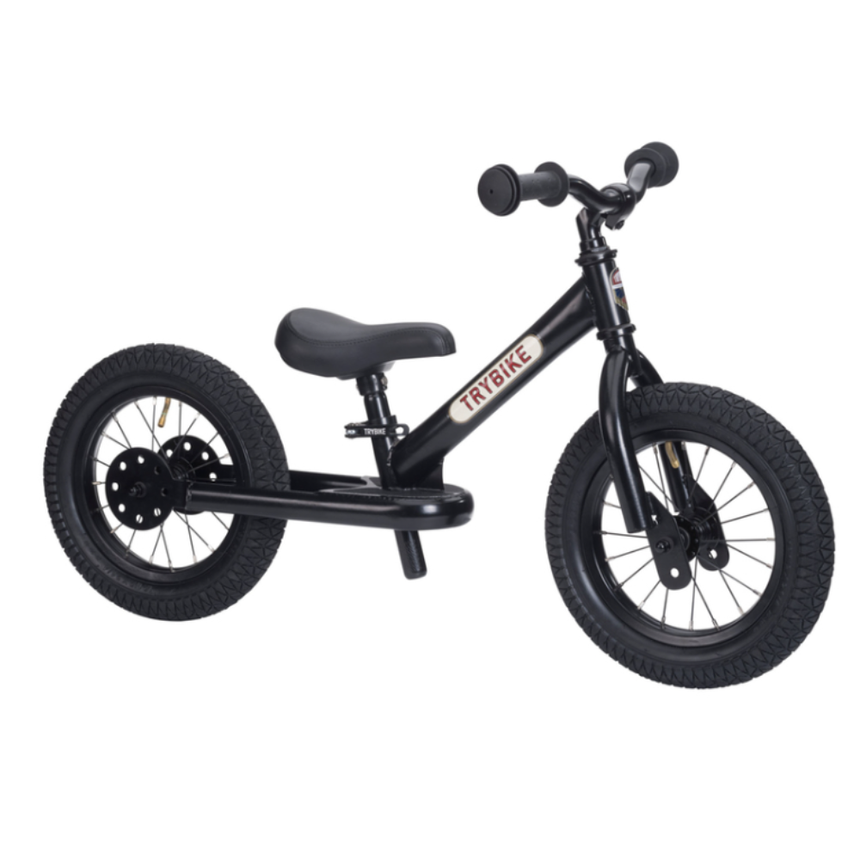 Trybike 2 in 1 Steel Balance Bike & Tricycle – Vintage Black