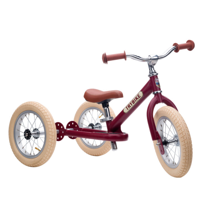 Trybike 2 in 1 Steel Balance Bike & Tricycle – Vintage Red
