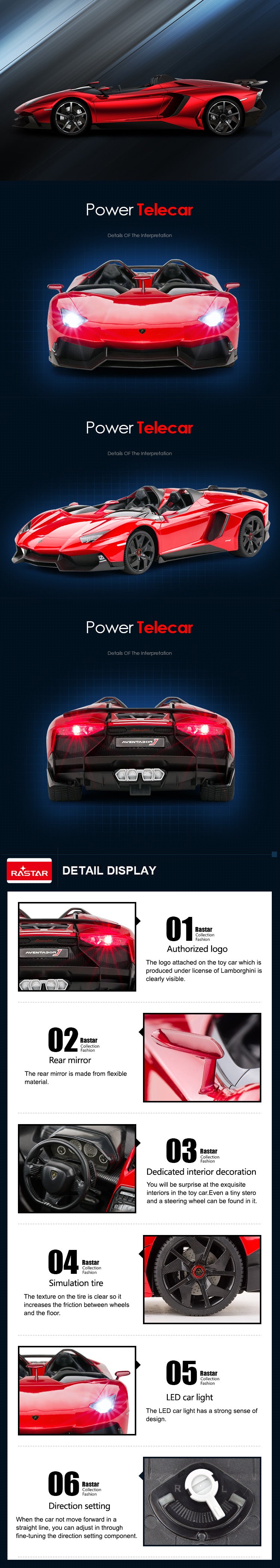 Rastar Licensed 1:12 Radio Control Car - Lamborghini Aventador J