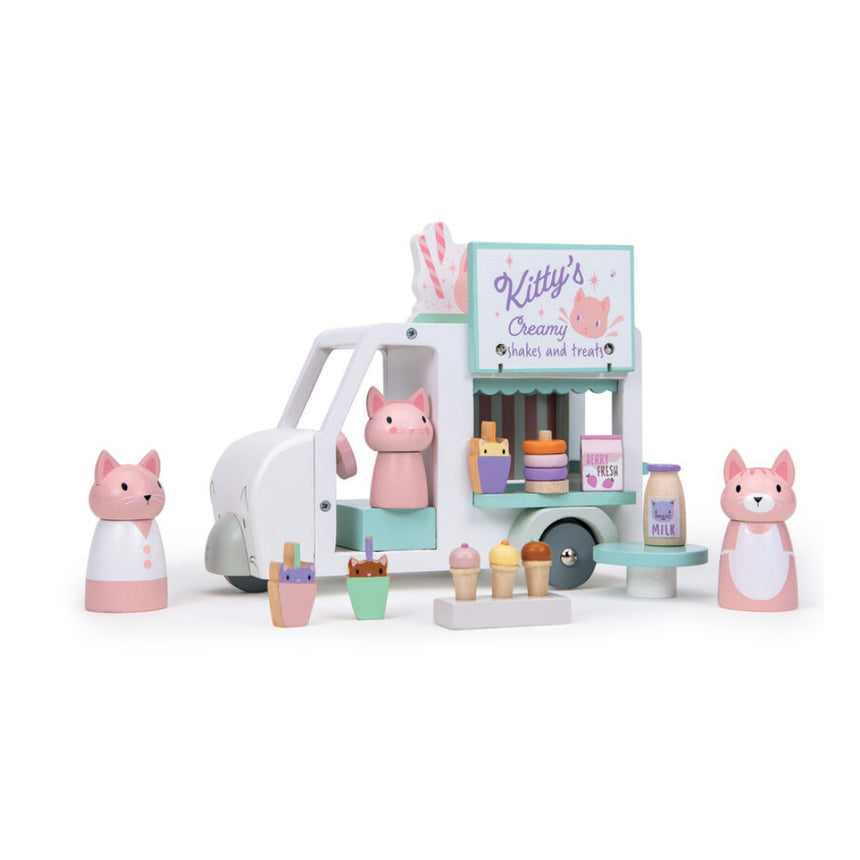 Tender Leaf Toys Wooden Kitty's Milkshake Van