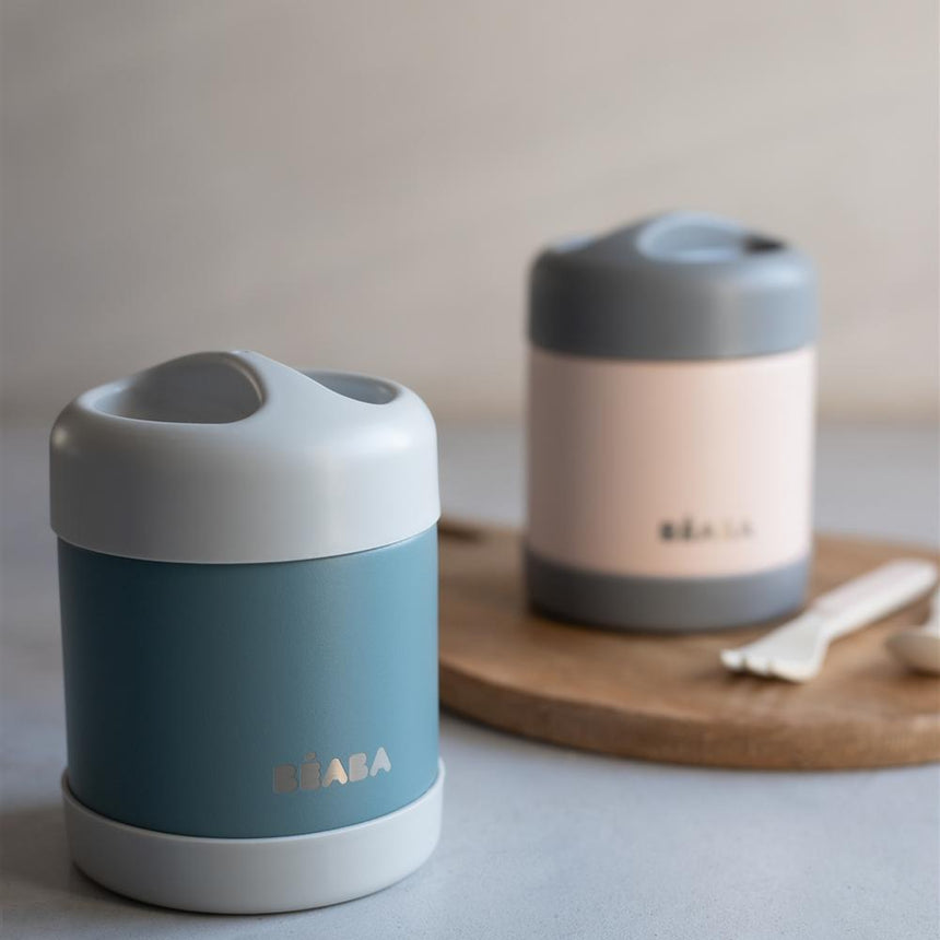 Beaba Stainless Steel Isothermal Portion 300ML - Dark Mist/ Light Pink