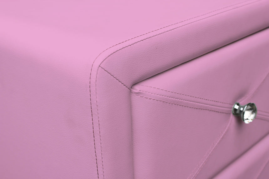 ALL 4 KIDS Brooklyn Heart PU Leather Single Upholstered Bed and Bedside Set- Pink