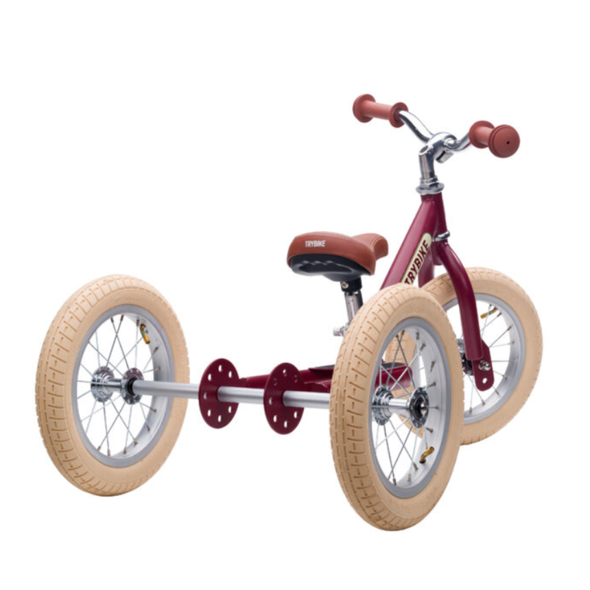 Trybike 2 in 1 Steel Balance Bike & Tricycle – Vintage Red