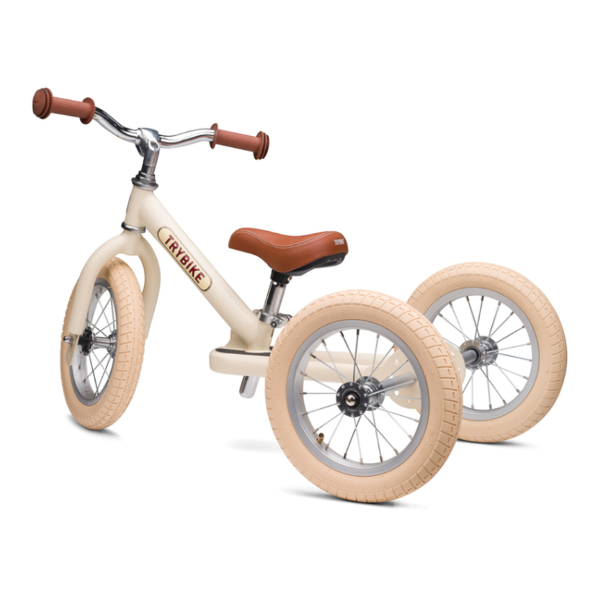 Trybike 2 in 1 Steel Balance Bike & Tricycle – Vintage Cream