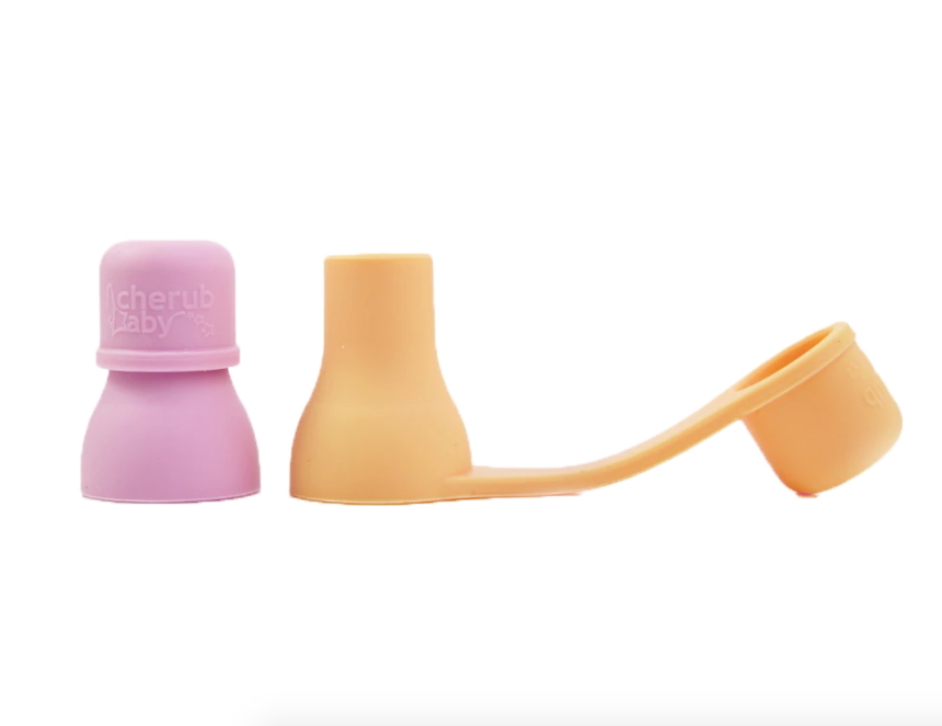 Cherub Baby Silicone Food Pouch Soft Spouts 2PK - Peach/Blush